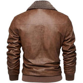 Men's Winter Slim-fit Rich Brown Real Sheepskin Leather Jacket